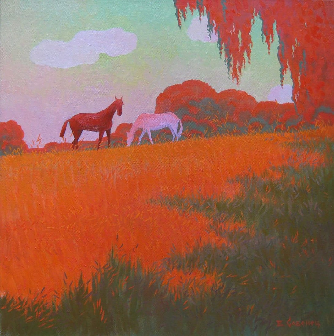 Oil painting Summer evening in the meadows Valery Savenets (1 of 6)