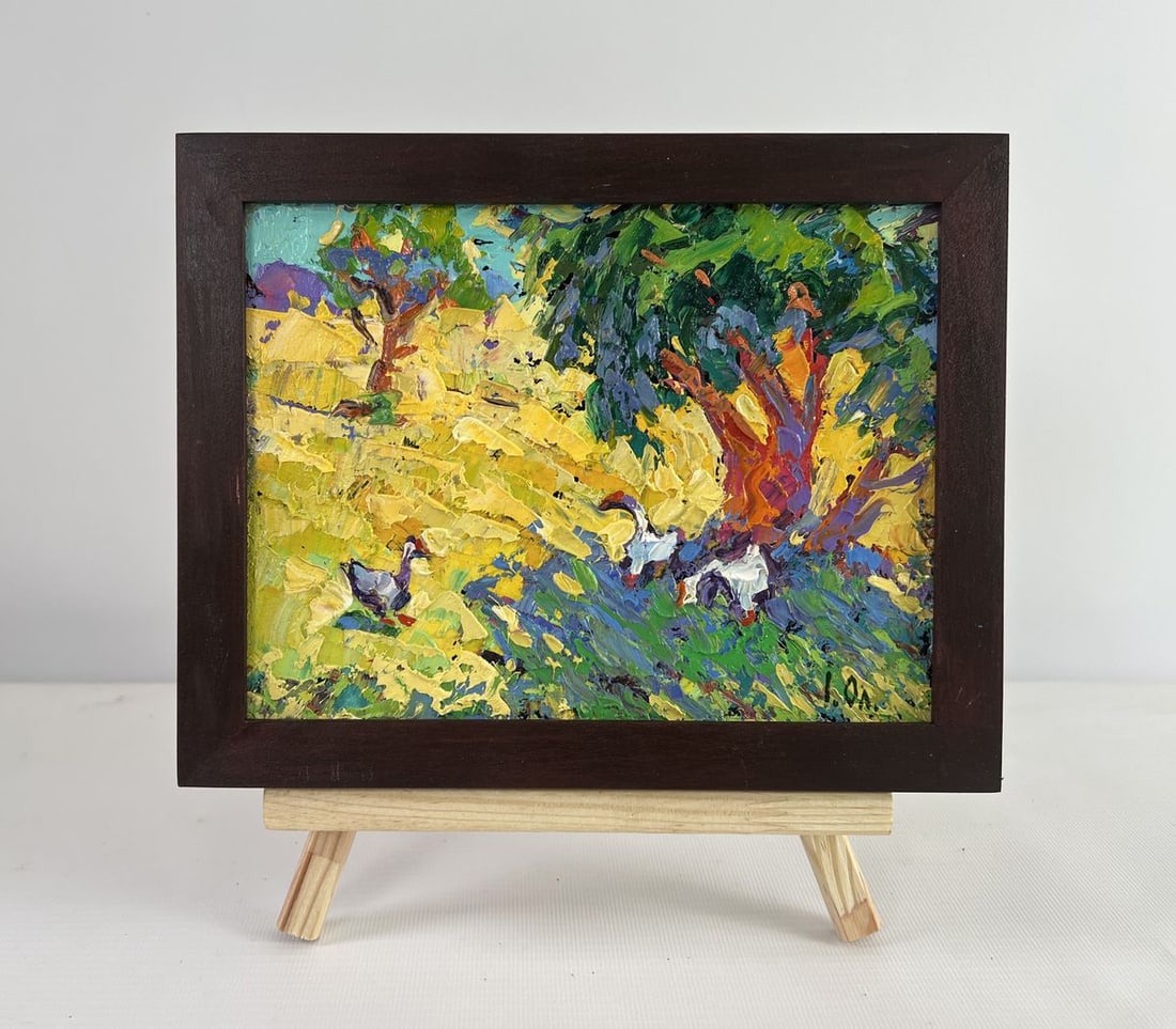 Oil painting A day filled with summer Alex Kalenyuk: Title: Oil painting A day filled with summer Alex Kalenyuk Description: №AAA5073The oil painting on Cardboard titled "A Day Filled with Summer" bursts forth with the vibrant energy and warmth