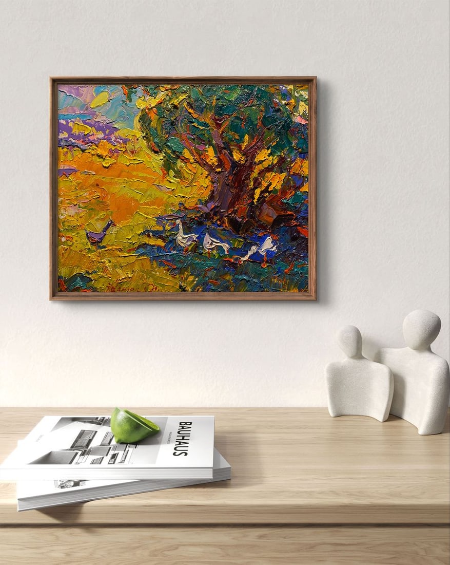 Oil painting Geese in the shade of willows Alex Kalenyuk - 3