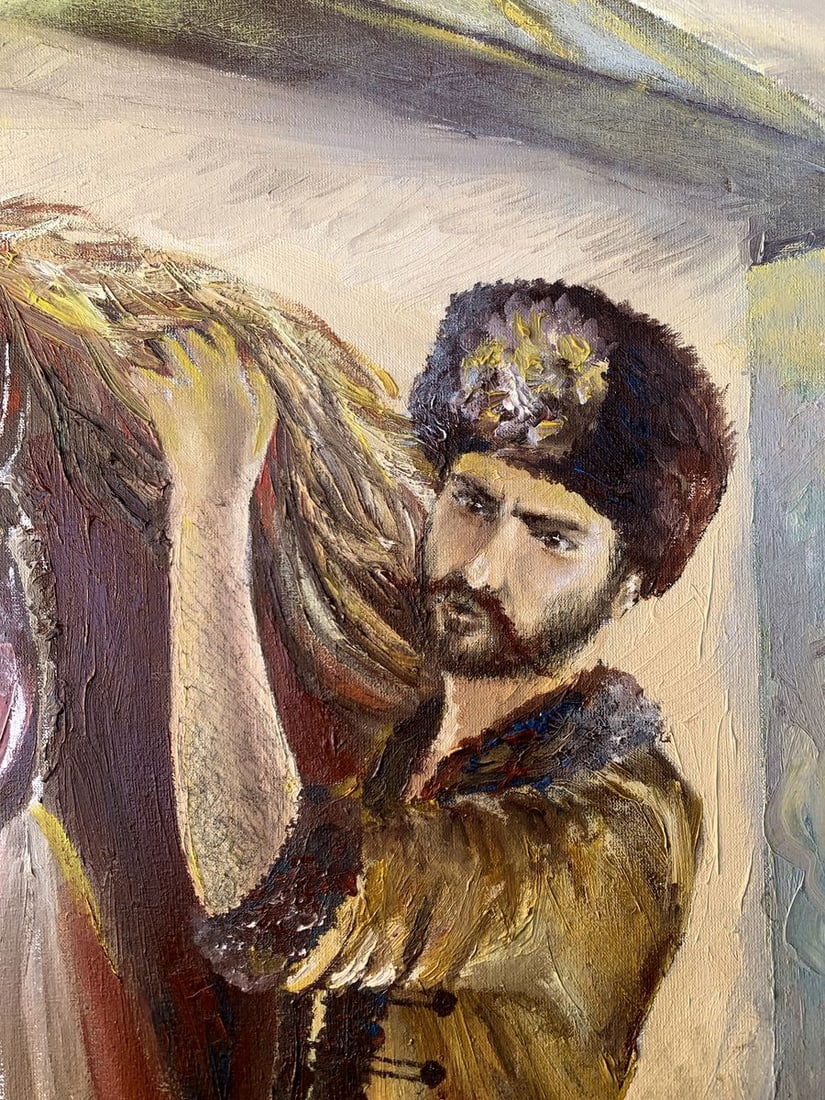 Oil painting Brown horse near the house Dmitry Arkadyev - 10