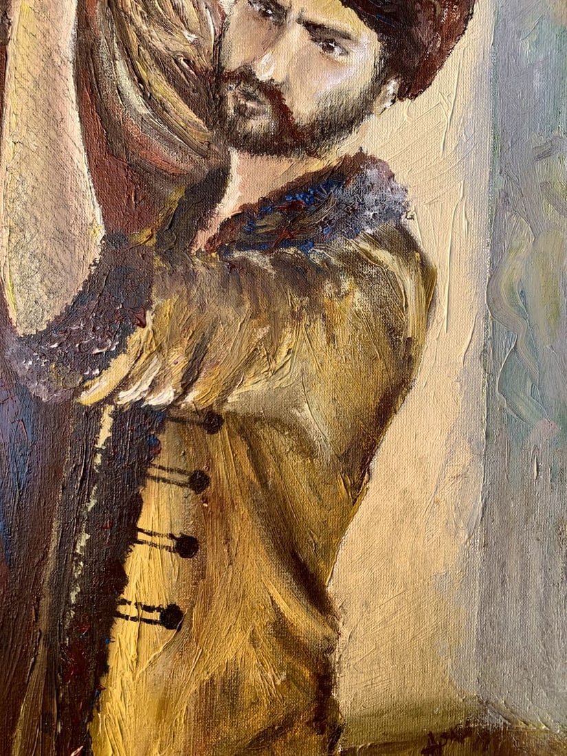 Oil painting Brown horse near the house Dmitry Arkadyev - 11