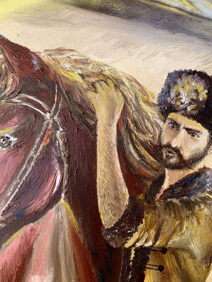 Oil painting Brown horse near the house Dmitry Arkadyev - 8