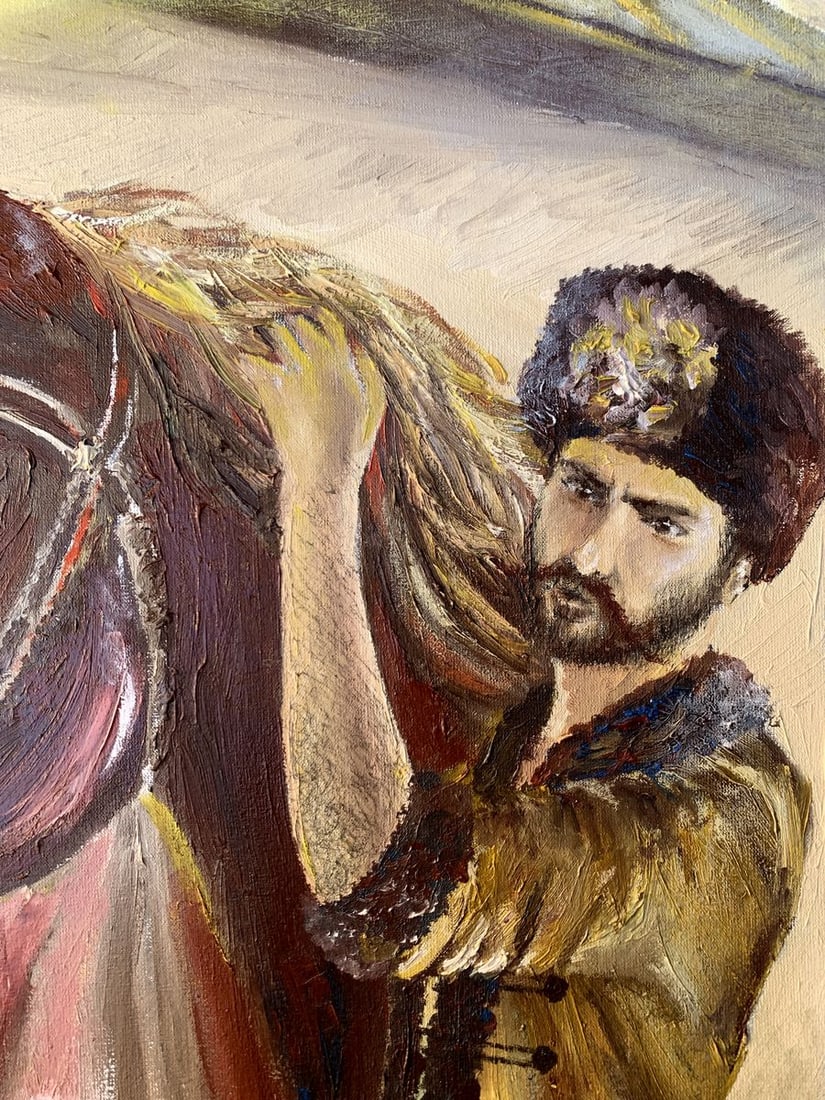 Oil painting Brown horse near the house Dmitry Arkadyev - 9