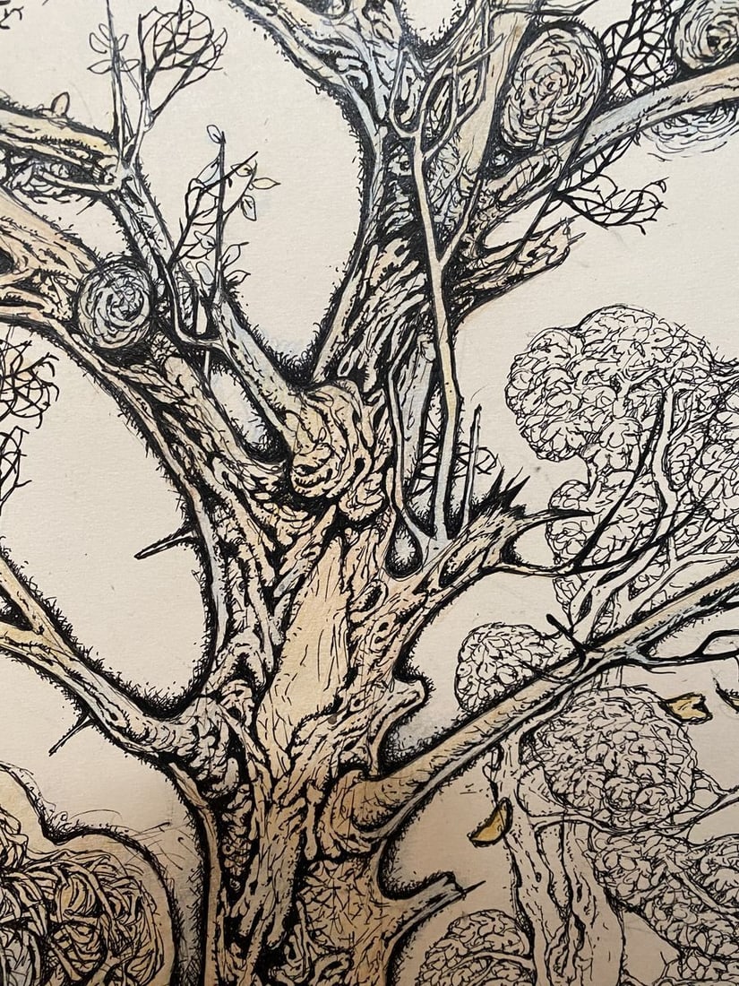 Pencil, mascara, painting White horse Litvinov Oleg Arkad'yevich - 8