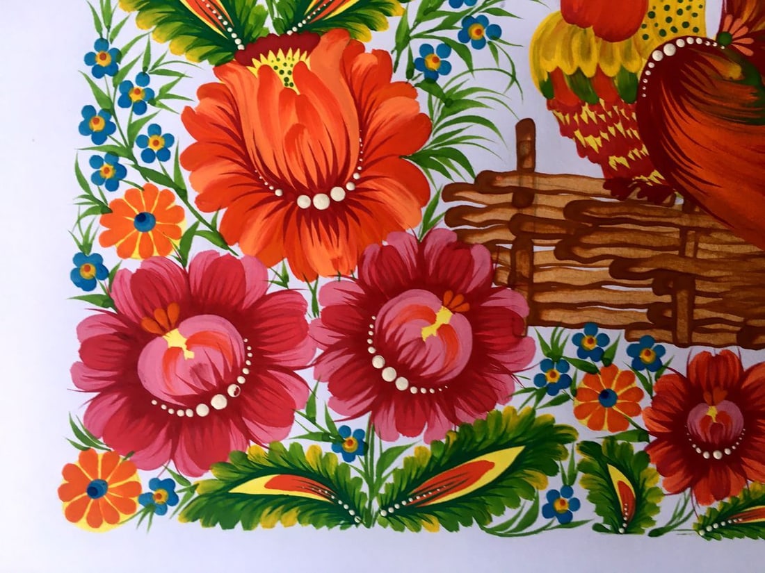 Acrylic painting Rooster portrait Trenbach K. - 10