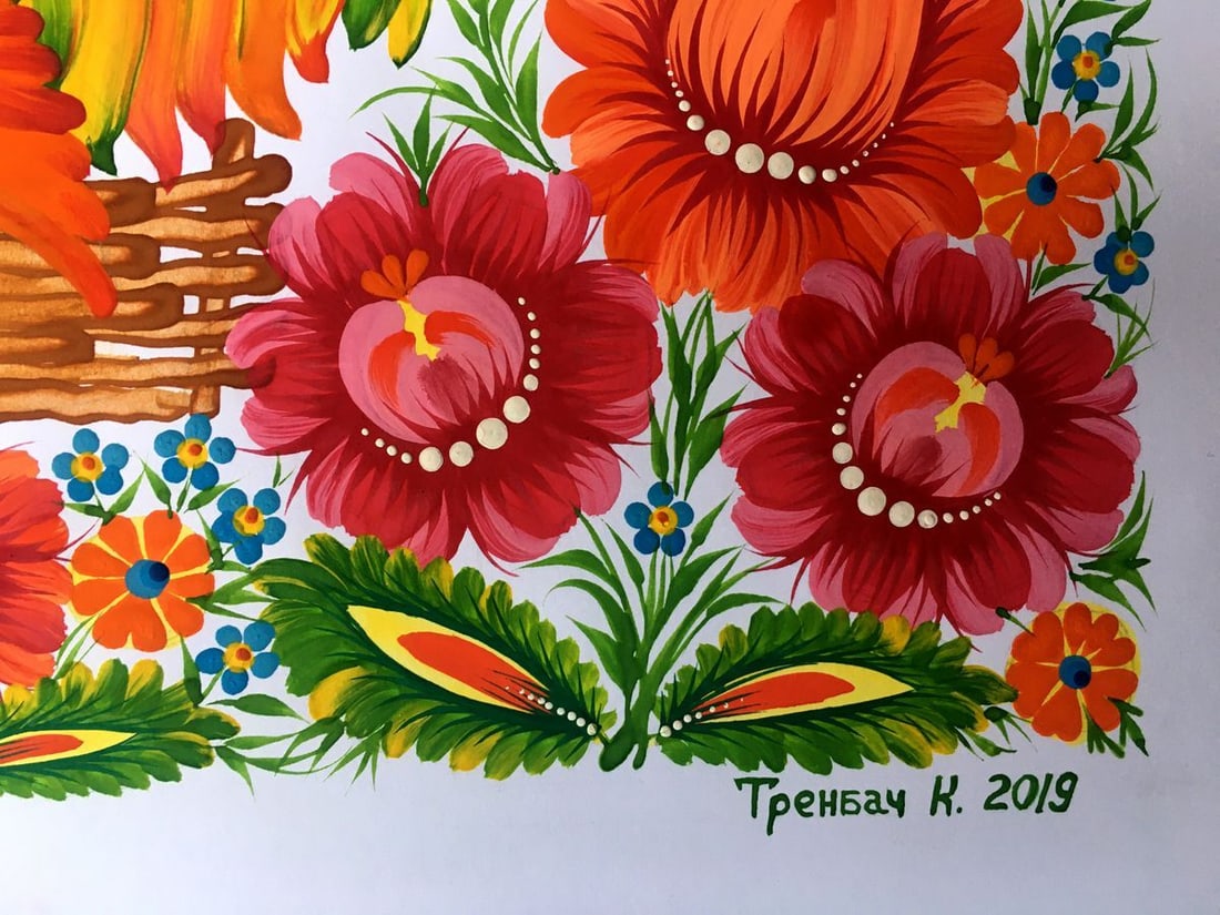 Acrylic painting Rooster portrait Trenbach K. - 11