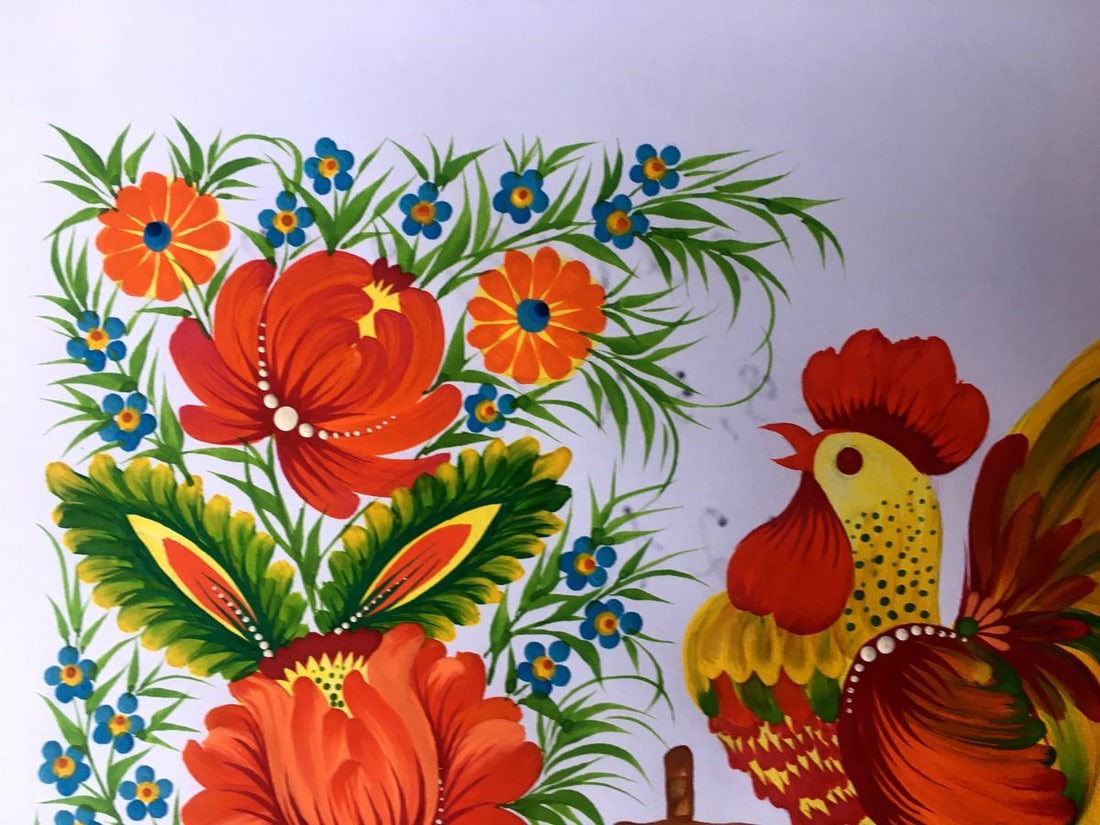 Acrylic painting Rooster portrait Trenbach K. - 5