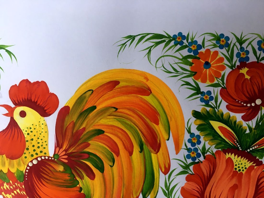 Acrylic painting Rooster portrait Trenbach K. - 6