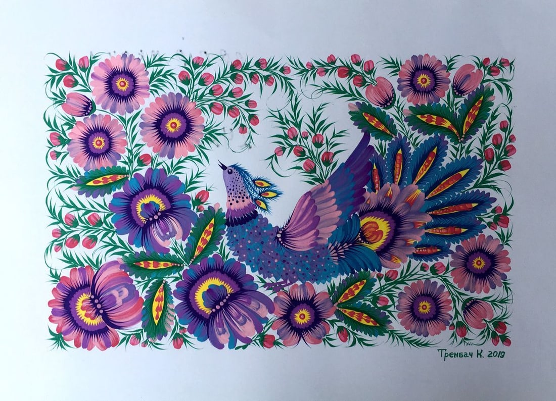 Acrylic painting Lovely bird Trenbach K. (1 of 12)