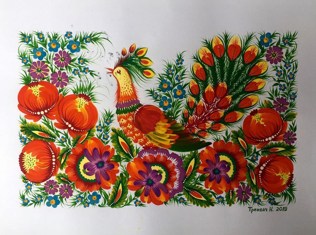 Acrylic painting Peacock Trenbach K. (1 of 12)