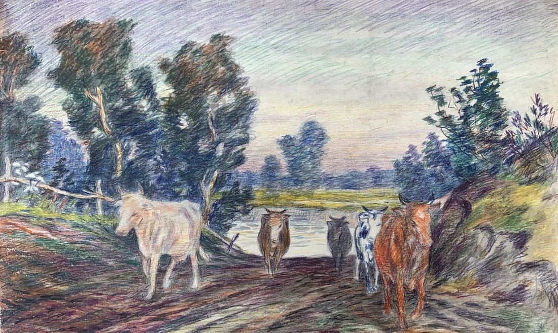 Colored painting Walked by the river A. G. Cherkas (1 of 6)