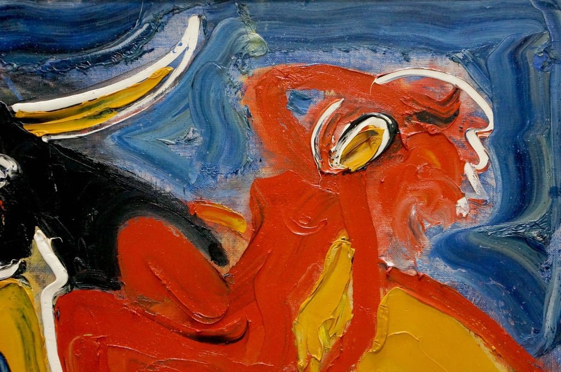 Abstract oil painting On a bull Mikhail Demtsyu - 4