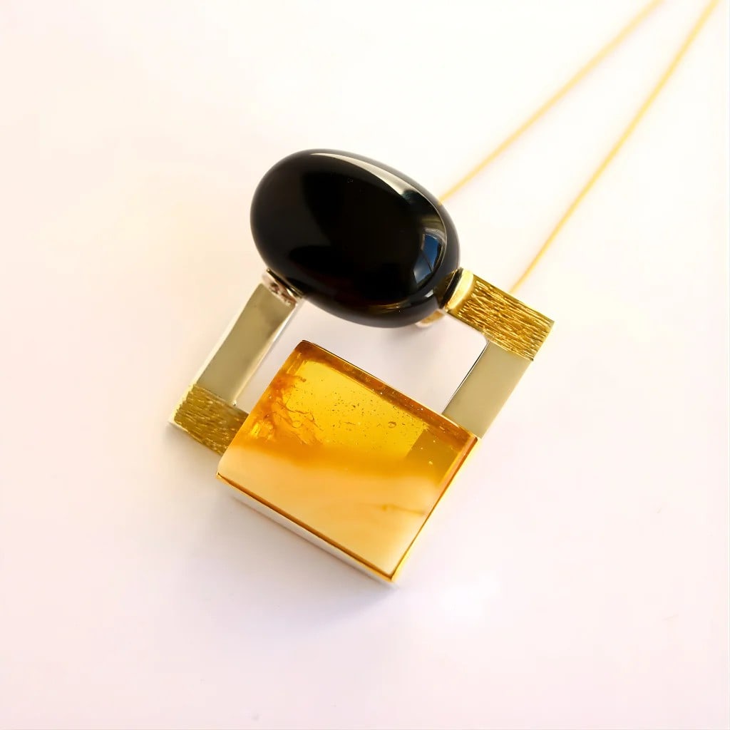 Baltic Amber Necklace- Handmade with 14k Gold and Sterling Silver - 4