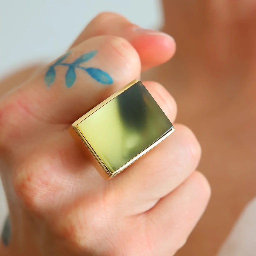 Cocktail Ring-Baltic Butterscotch Amber-14k Gold Plated - 3