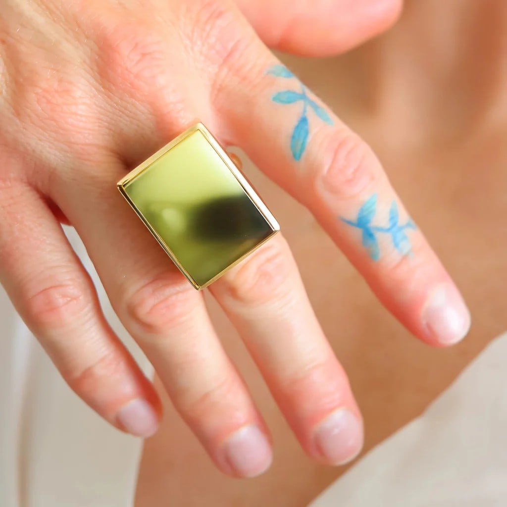 Cocktail Ring-Baltic Butterscotch Amber-14k Gold Plated - 5