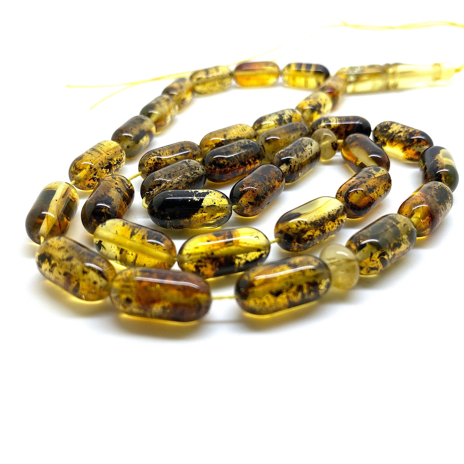 Amber Tesbih made from Barrel tablet shaped Amber beads - 5