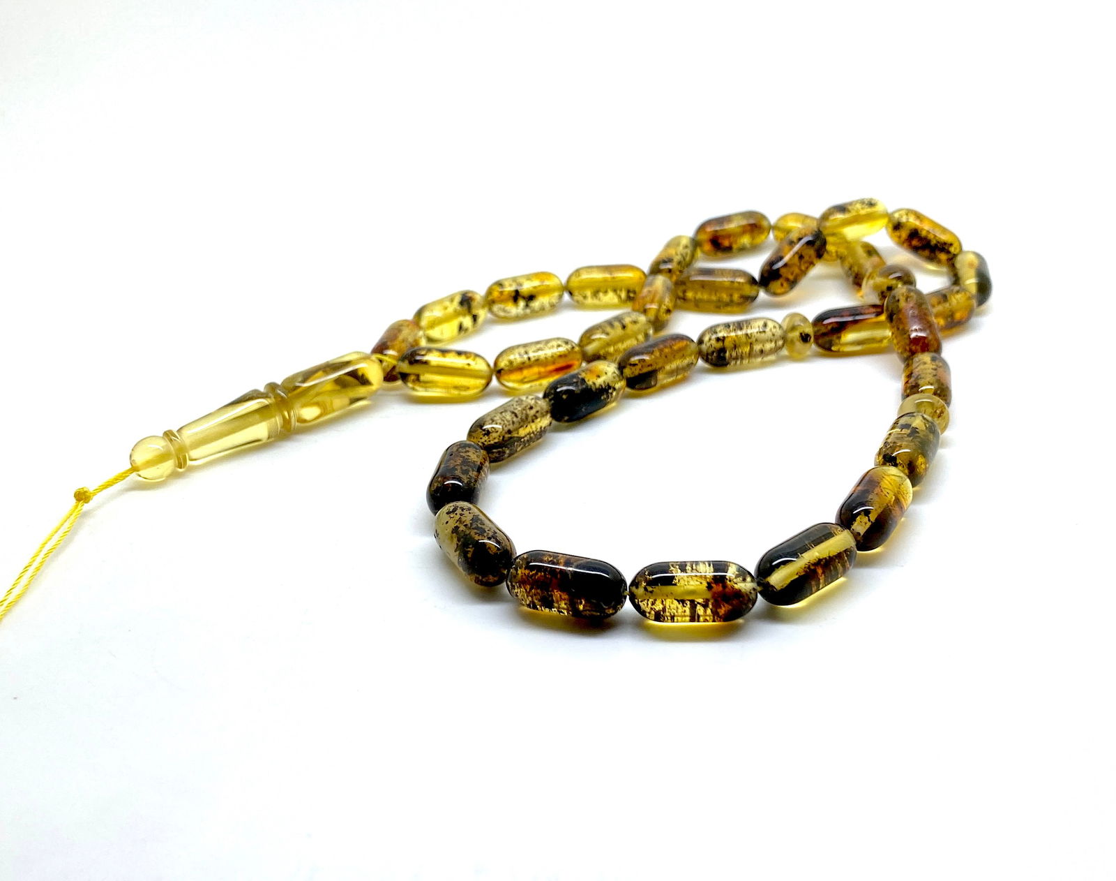 Amber Tesbih made from Barrel tablet shaped Amber beads - 7