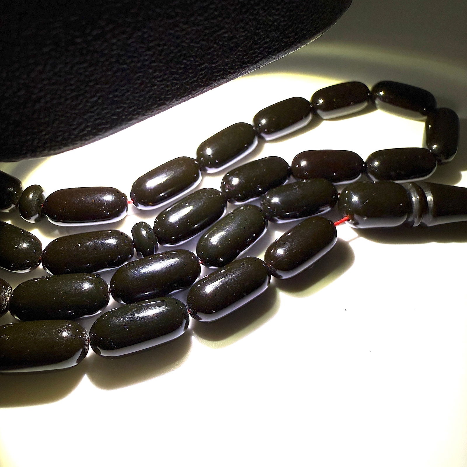 Alluring Vintage Amber Tesbih made from Capsule shaped Amber beads - 7