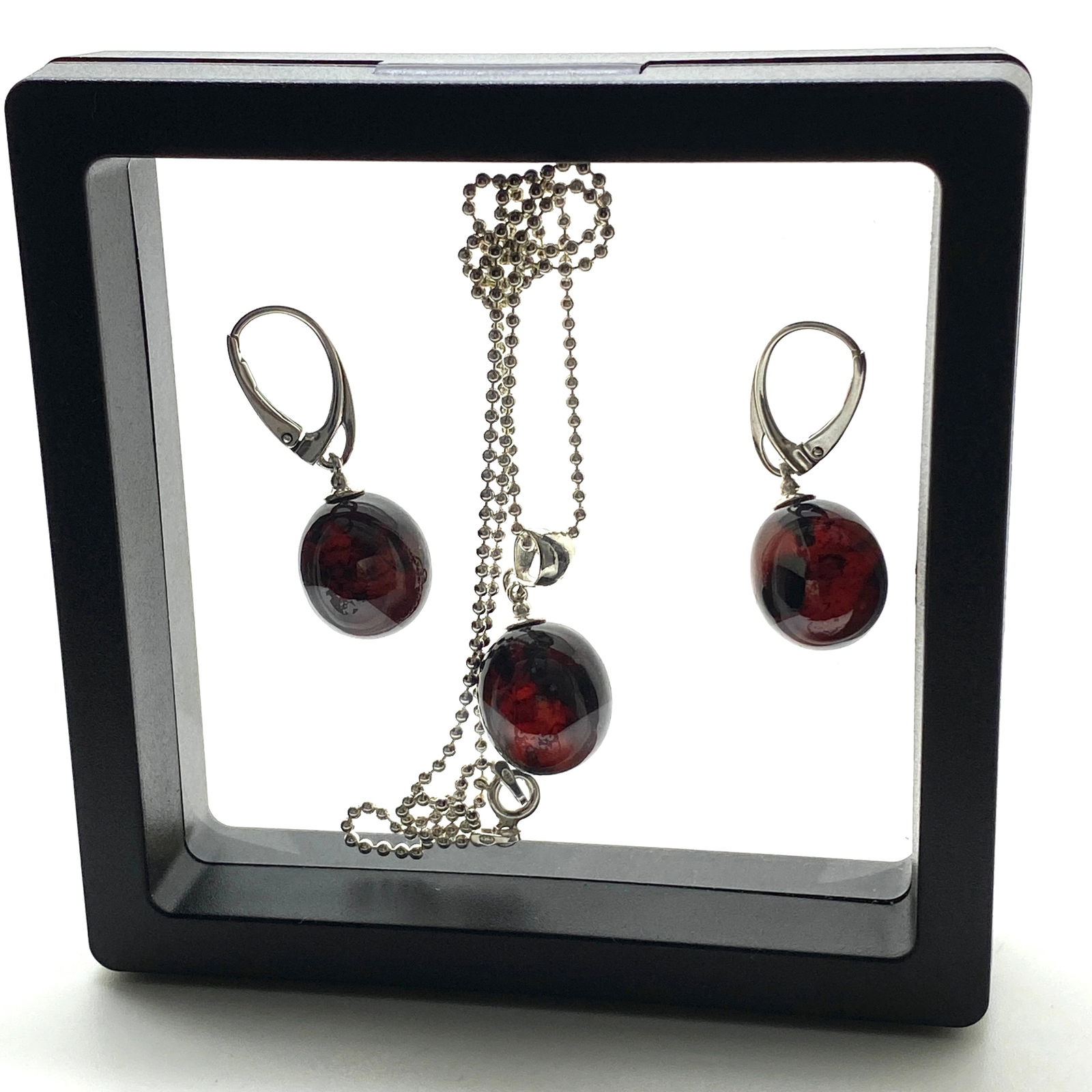 Fascinating Amber Earrings and Necklace set - 7