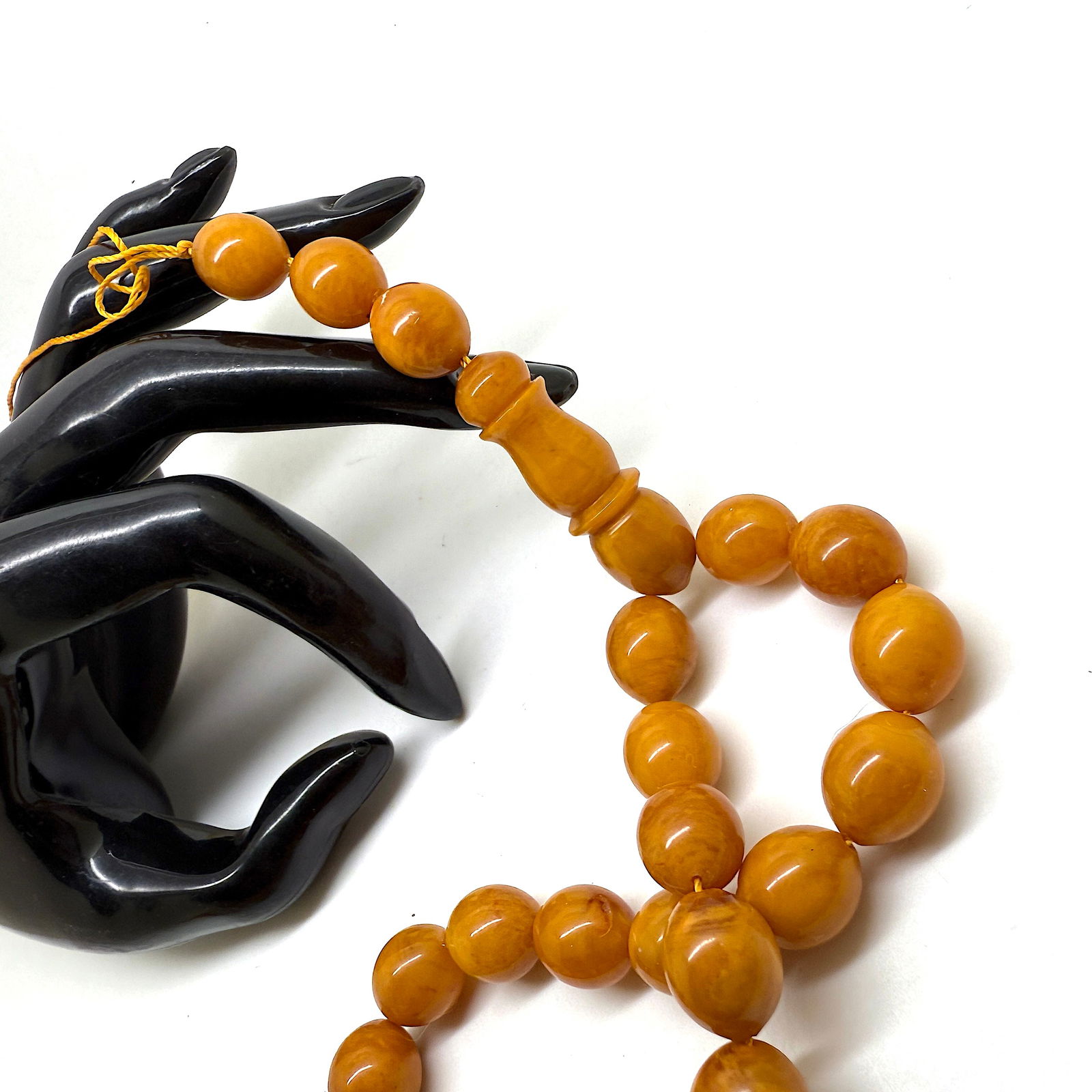 Splendid Amber Tesbih made from Olive shaped Amber beads - 4