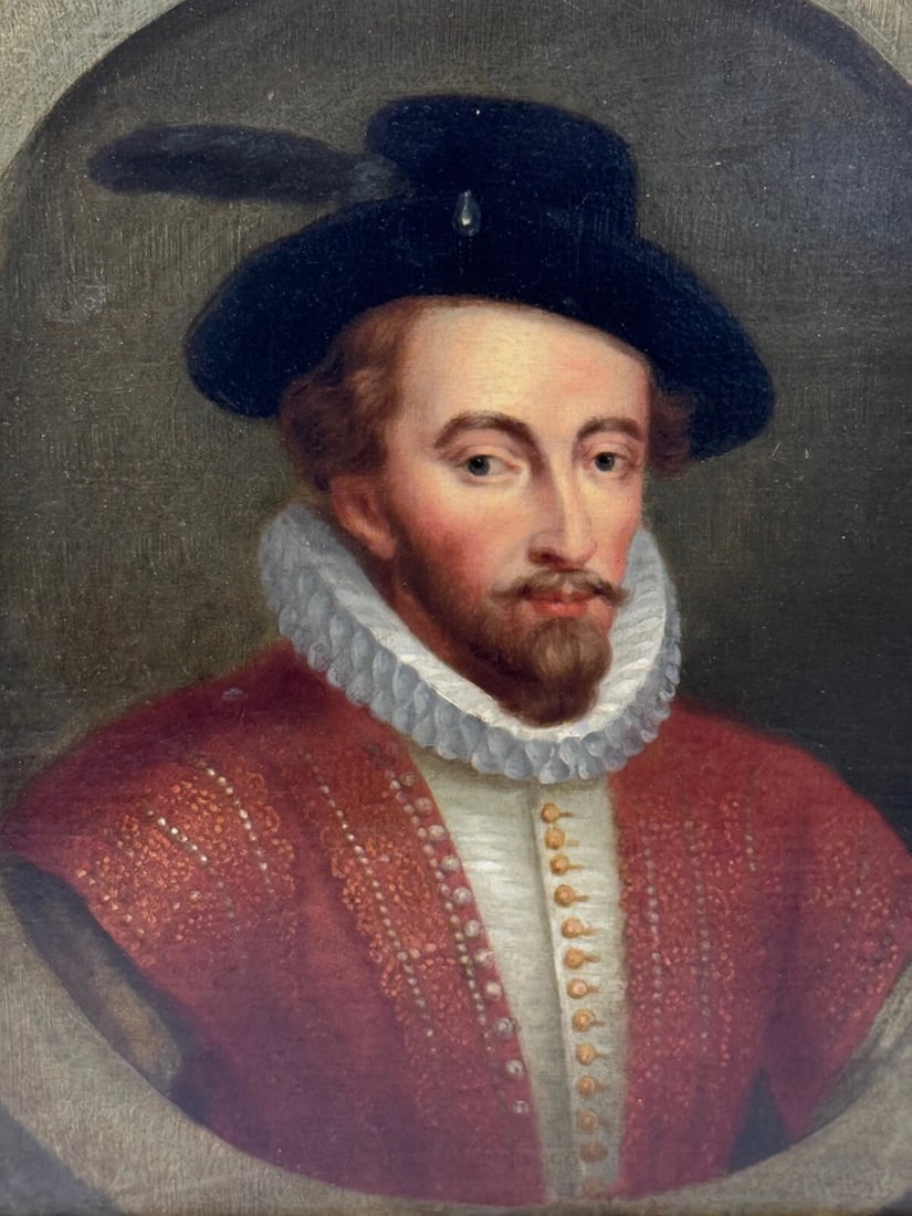 Oil Portrait of Sir Walter Raleigh In the Manner of Hans Holbein the Younger - 4