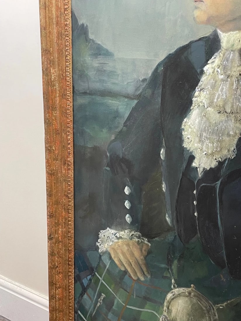 Huge Oil Portrait of British Diplomat Sir Leslie Fielding KCMG C1974 Framed - 9