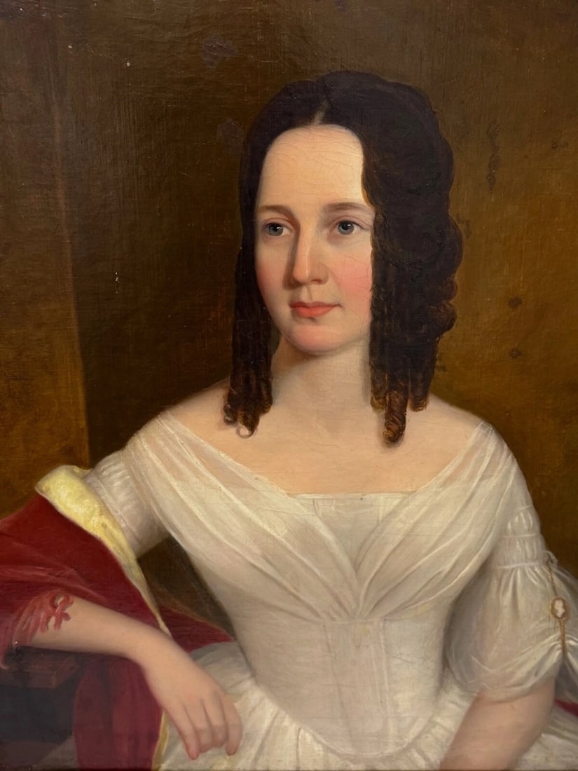 Large Early 19th Century English Oil Painting Portrait Lady Sara Losh 1785–1853 - 3