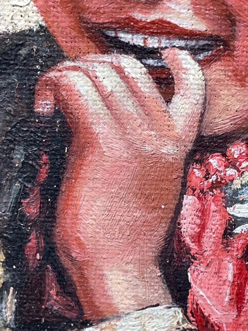 Chinese Portrait Oil Painting Desert Boy Anticipation After Lee Man Fong - 3