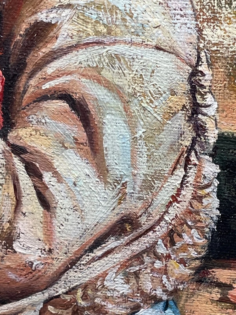 Chinese Portrait Oil Painting Desert Boy Anticipation After Lee Man Fong - 4