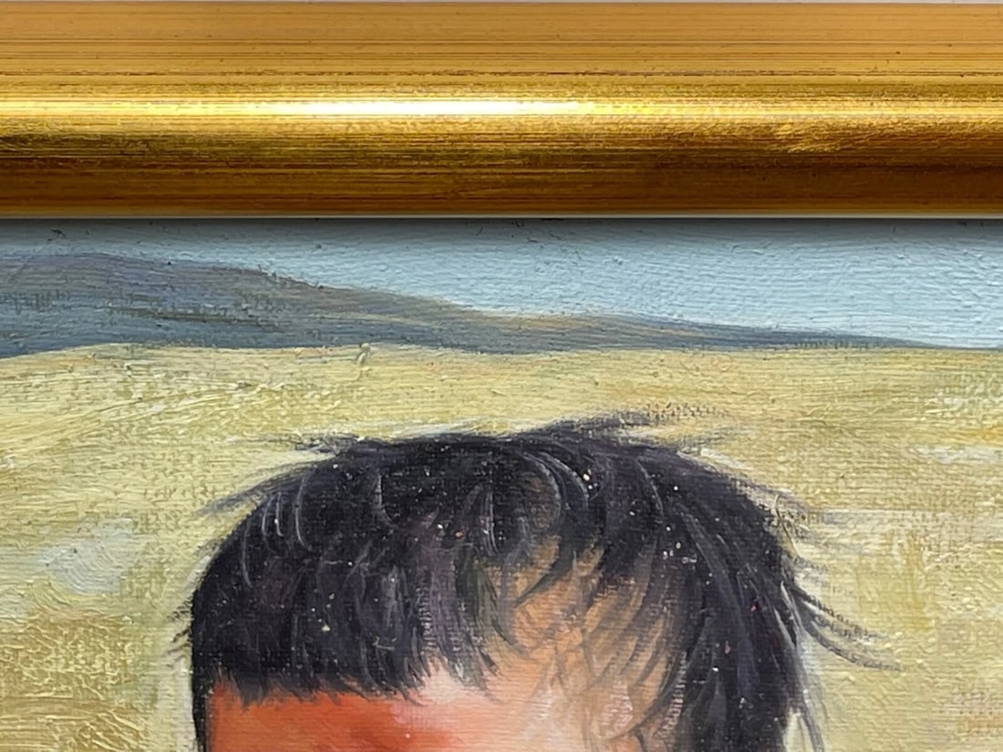 Chinese Portrait Oil Painting Desert Boy Anticipation After Lee Man Fong - 9