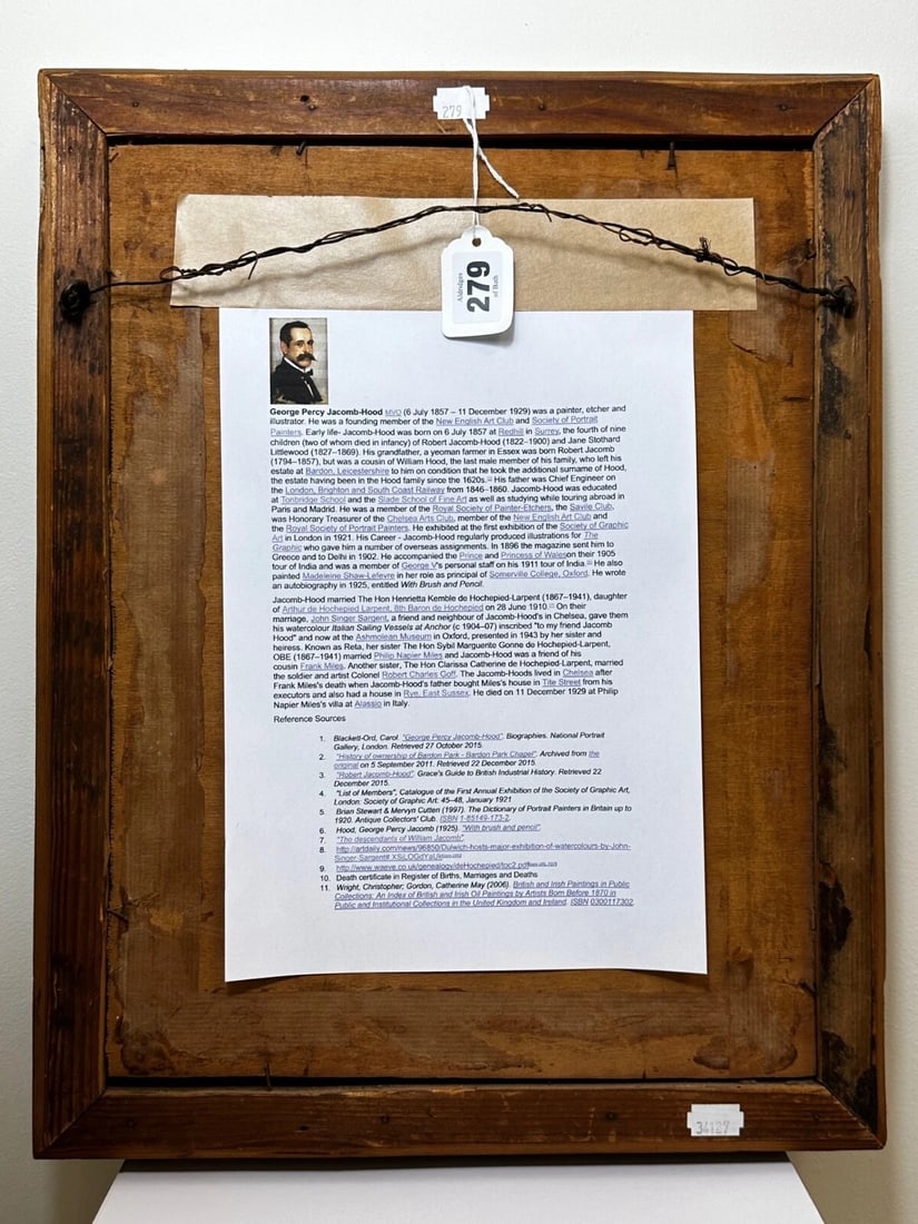 Lady Cherry Lips & Blue Dress Portrait by Signed George Percy Jacomb-Hood C1889 - 20