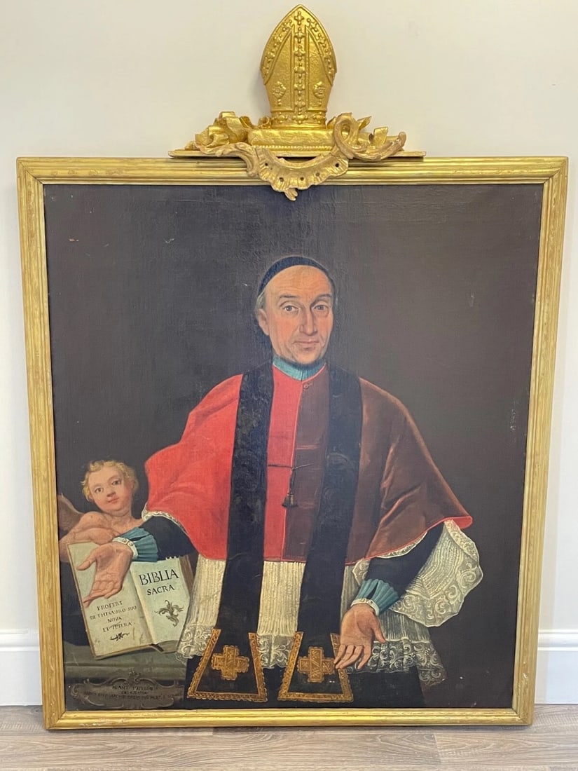 Baroque Old Master 18th Century Italian Oil Painting Portrait Pope Clement XIII - 2