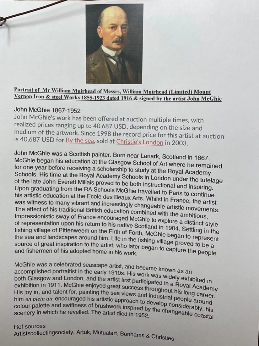 Scottish Oil Painting Portrait Of Glasgow Iron & Steel Merchant By John McGhie - 17