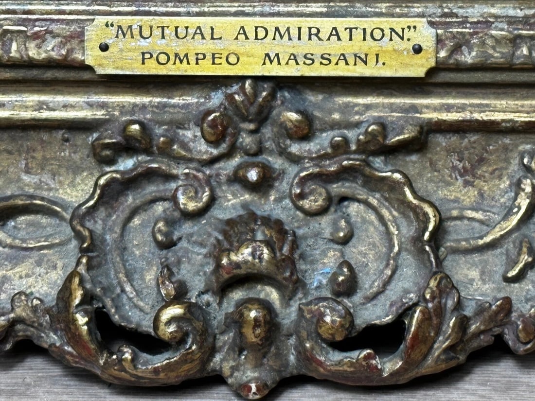 19th Century Italian Genre Mutual Admiration Oil Painting By Pompeo Massani - 11