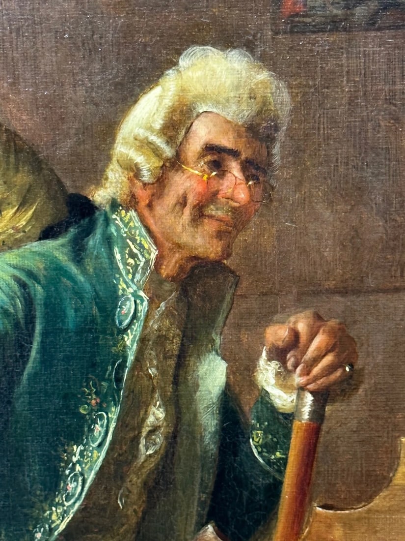 19th Century Italian Genre Mutual Admiration Oil Painting By Pompeo Massani - 16