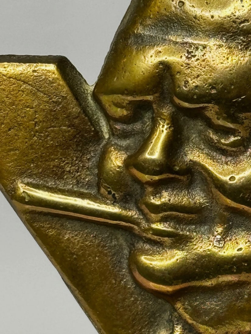 Historic WW2 Small Winston Churchill V For Victory Bronze Car Mascot Sculpture - 6