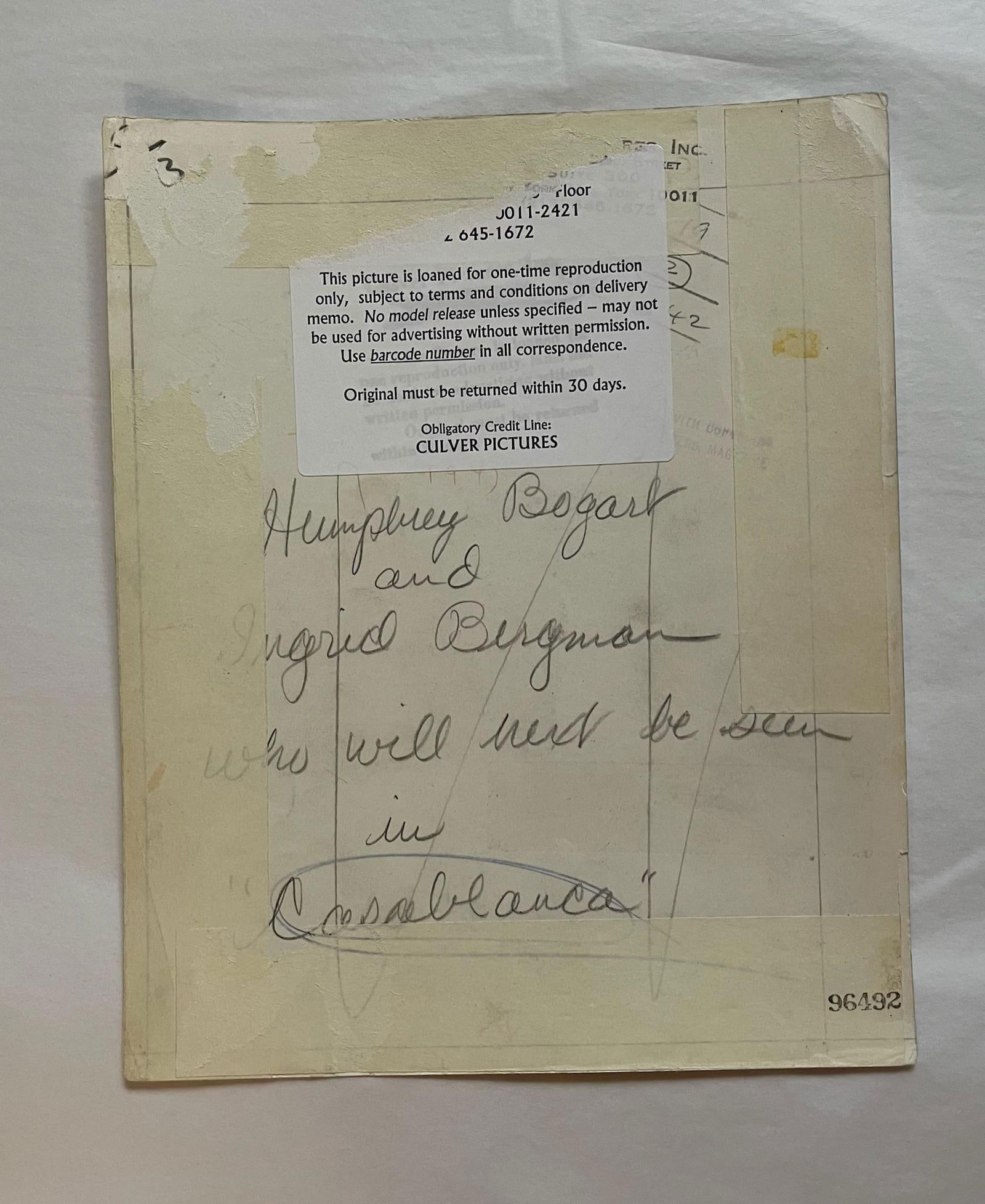 Casablanca - Ingrid Bergman and Humphrey Bogart Original 1942 Print: 1942 - 4
