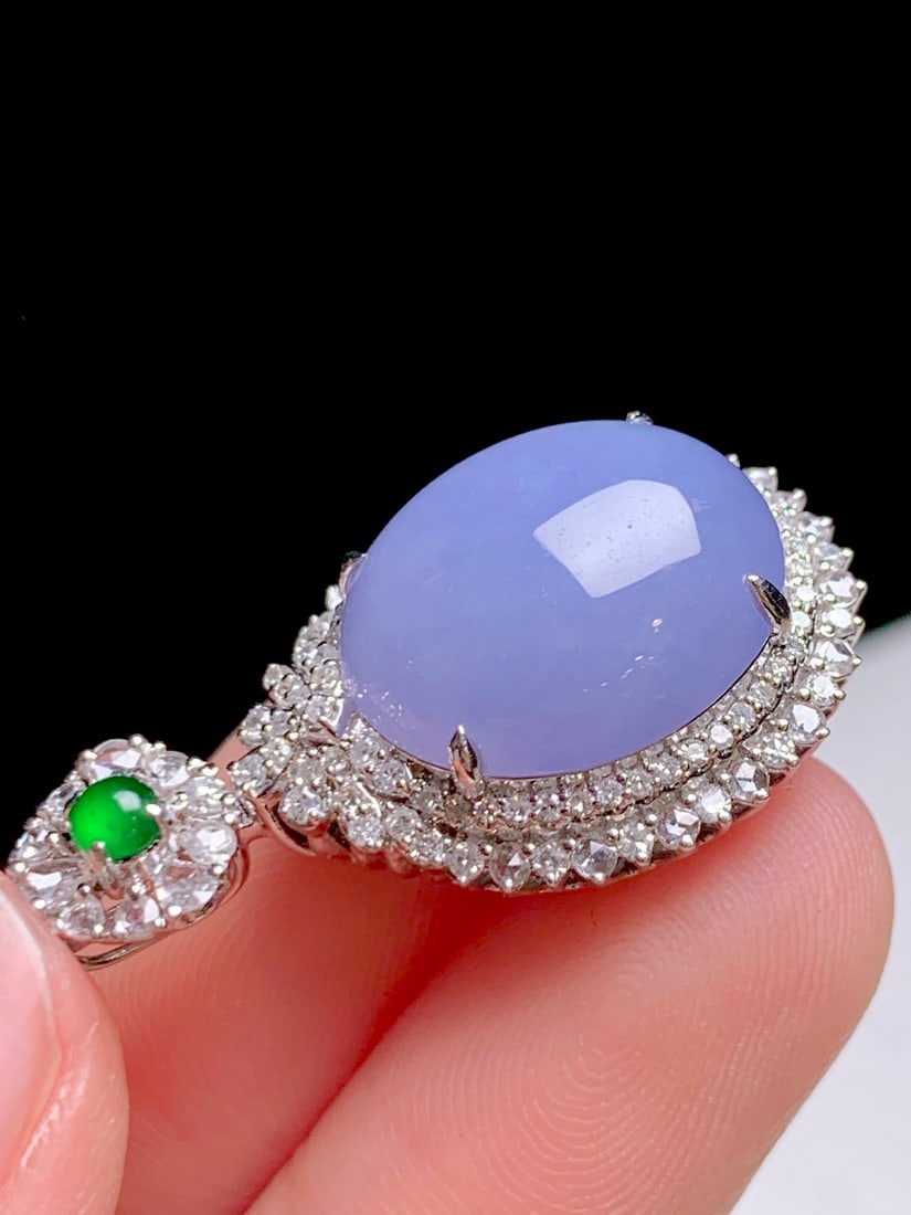 18K gold diamond natural jade pendant - 5