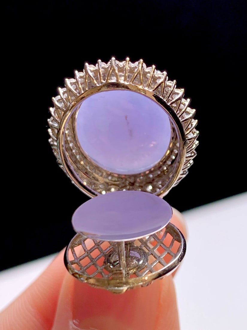 18K gold diamond natural jade pendant - 6