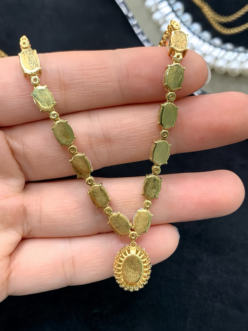 18K gold natural opal necklace - 5