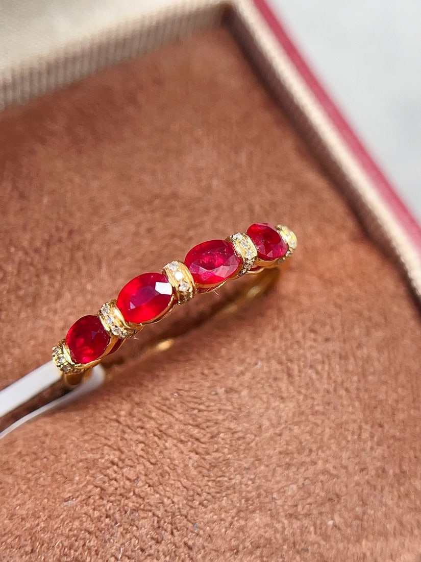 18K Gold Natural Ruby Ring - 2