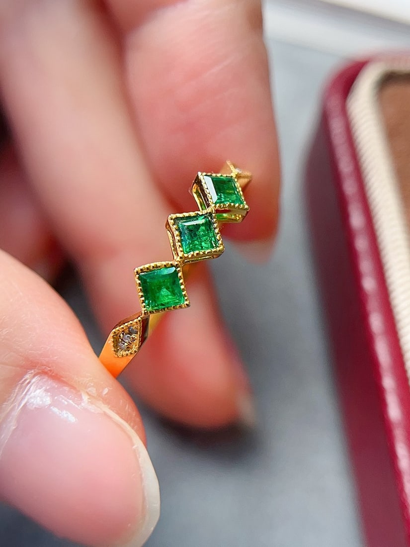 18K gold emerald ring - 3