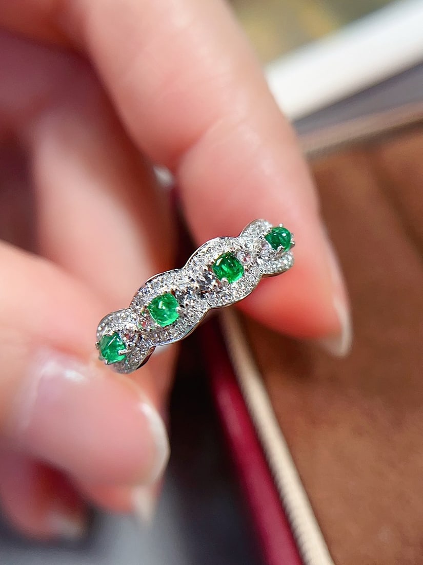 18K gold emerald ring - 6