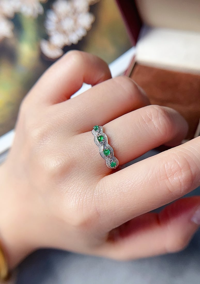 18K gold emerald ring - 7