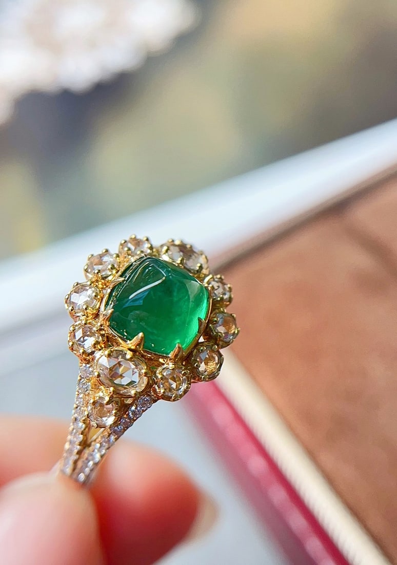 18K gold emerald ring - 4