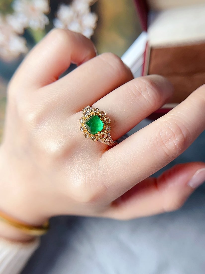 18K gold emerald ring - 5