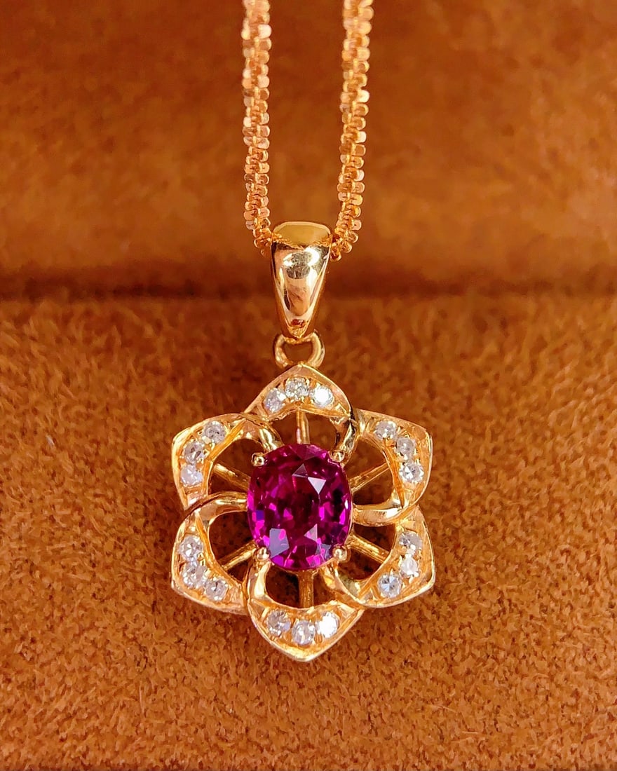 18K natural ruby pendant - 2