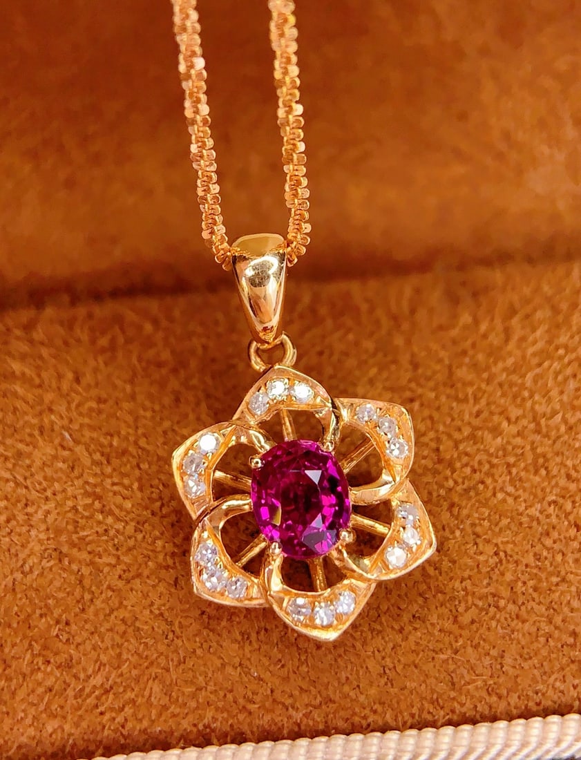 18K natural ruby pendant - 4