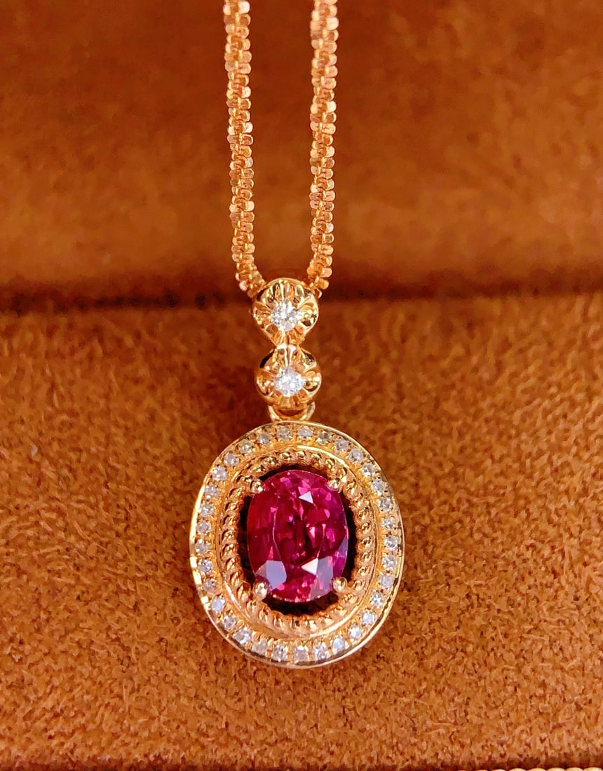 18K natural ruby pendant - 2