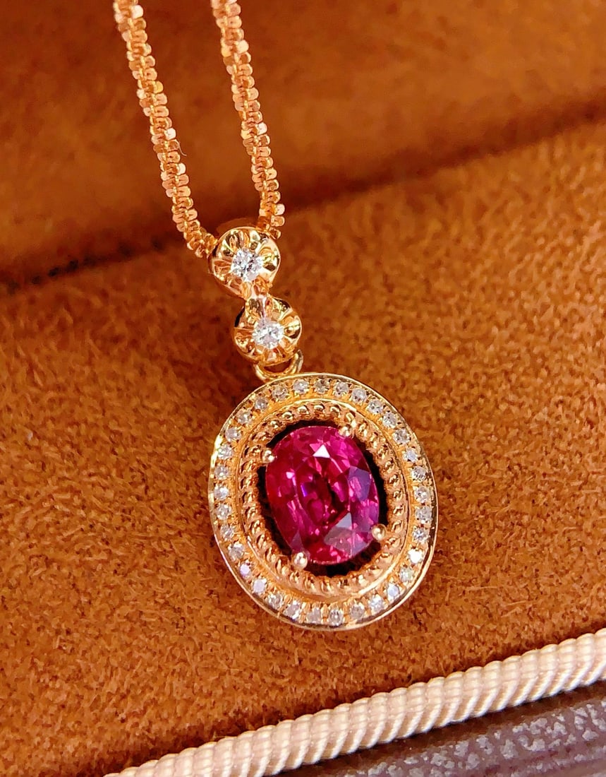 18K natural ruby pendant - 4